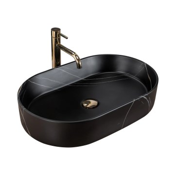 REA-U8565 - Virsmā uzstādāma izlietne NADIA 38,5x61 cm keramika/matētā melnā krāsā