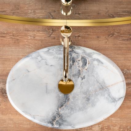 REA-U8567 - Uz virsmas montējamā izlietne LINDA 34x48,5 cm keramika/marmora dekors