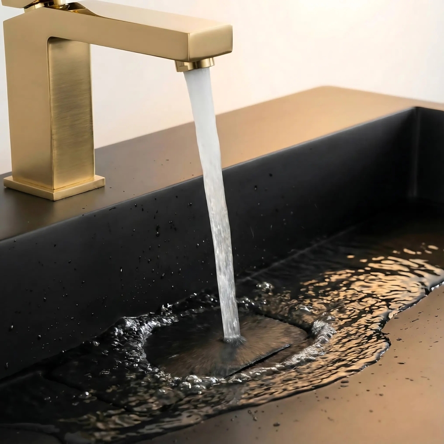 REA-U8779 - Uz virsmas uzstādamā izlietne GOYA 37x60 cm akmens konglomerāts/matēta melna