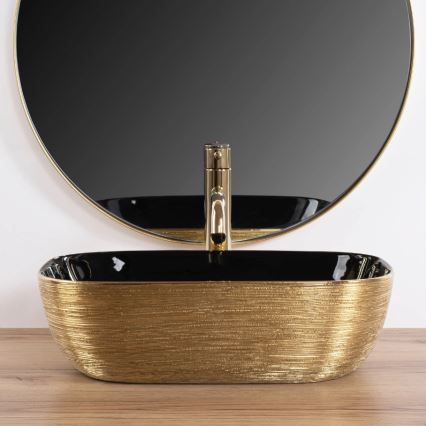 REA-U8780 - Virsmas uzliekamā izlietne BELINDA 33x46,5 cm keramika/melna/zelta