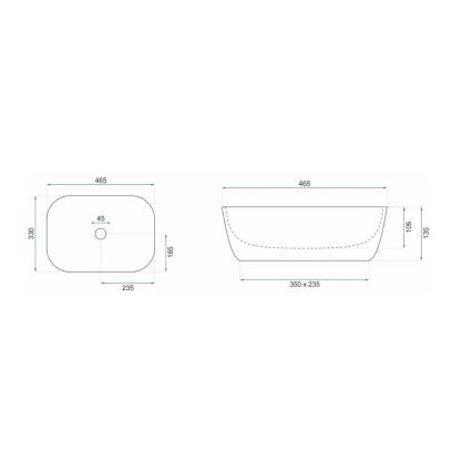 REA-U8780 - Virsmas uzliekamā izlietne BELINDA 33x46,5 cm keramika/melna/zelta