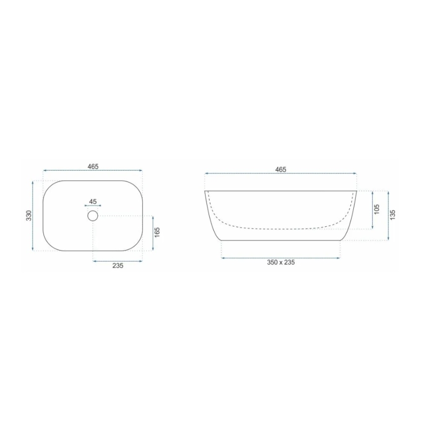 REA-U8780 - Virsmas uzliekamā izlietne BELINDA 33x46,5 cm keramika/melna/zelta