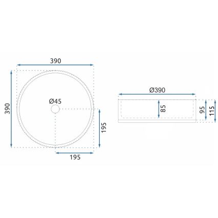 REA-U8880 - Virsmas uzstādāmā izlietne CRISTAL Ø 39 cm stikls/dūmakaini pelēka