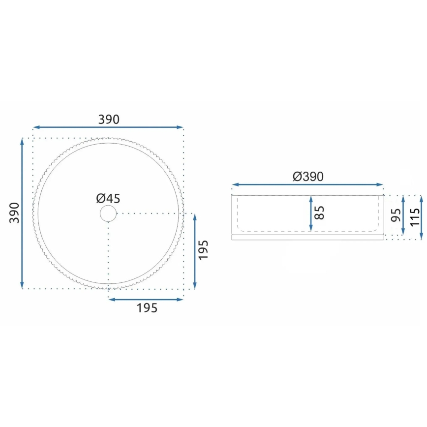 REA-U8880 - Virsmas uzstādāmā izlietne CRISTAL Ø 39 cm stikls/dūmakaini pelēka