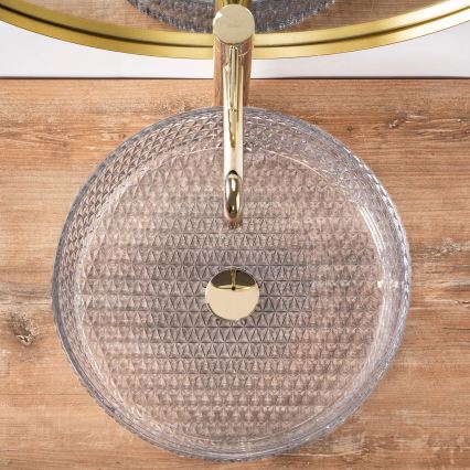REA-U8881 - Uz virsmas uzstādamā izlietne CRISTAL Ø 39 cm caurspīdīgs stikls