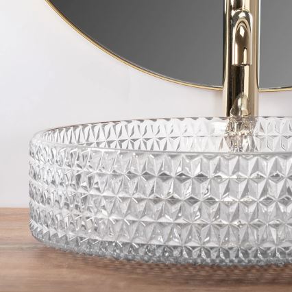 REA-U8881 - Uz virsmas uzstādamā izlietne CRISTAL Ø 39 cm caurspīdīgs stikls