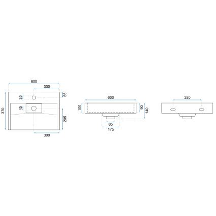 REA-U8901 - Uz virsmas uzstādāma izlietne GOYA 37x60 cm matēta balta