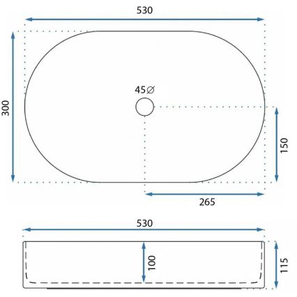 REA-U9108 - Uz virsmas uzstādāma izlietne LAYLA 30x53 cm keramika/spīdīgi balta