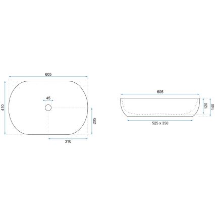 REA-U9656 - CLEO uzliekamā izlietne 41 x 60,5 cm, keramika/marmora dekors