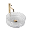 REA-U9670 - Uz virsmas uzliekamā izlietne CRISTAL Ø 35,5 cm stikls/caurspīdīgs