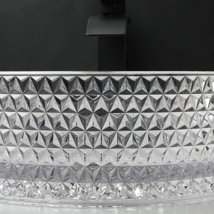REA-U9670 - Uz virsmas uzliekamā izlietne CRISTAL Ø 35,5 cm stikls/caurspīdīgs