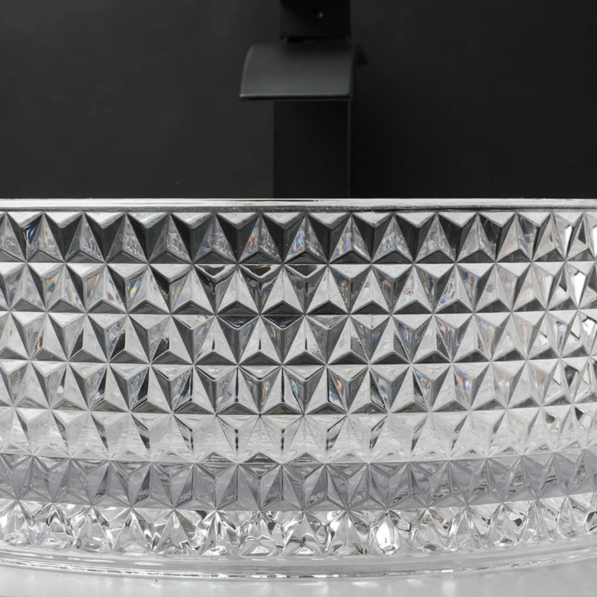 REA-U9670 - Uz virsmas uzliekamā izlietne CRISTAL Ø 35,5 cm stikls/caurspīdīgs
