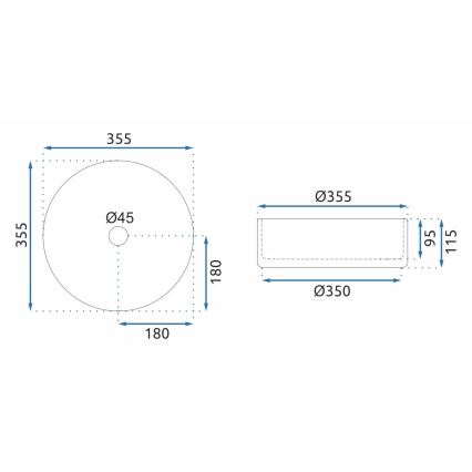 REA-U9670 - Uz virsmas uzstādāma izlietne CRISTAL 35,5 cm no caurspīdīga stikla