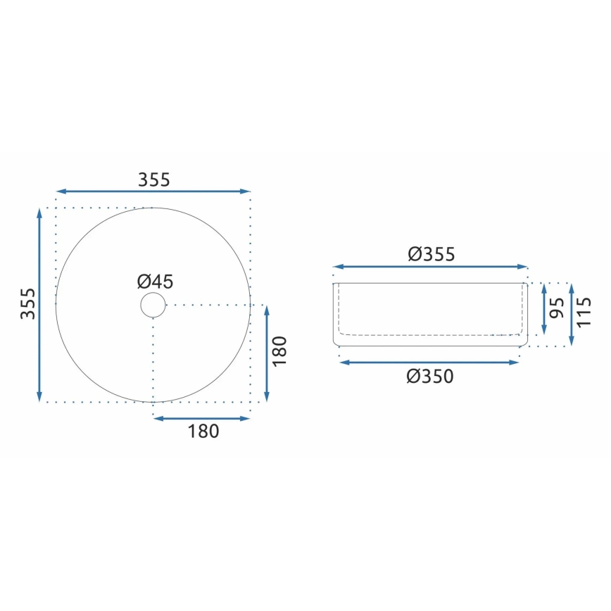 REA-U9670 - Uz virsmas uzstādāma izlietne CRISTAL 35,5 cm no caurspīdīga stikla