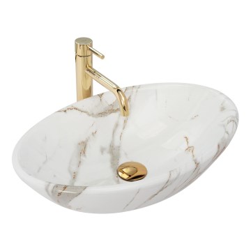 REA-U9685 - Virsmas uzstādāmā izlietne PAMELA 33x53 cm keramika/marmora dekors