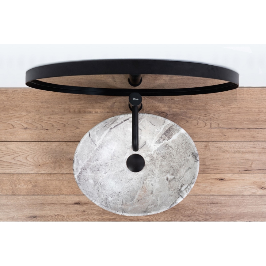 REA-U9908 - Uz virsmas uzstādāma izlietne SOFIA 34,5x41 cm keramika/akmens imitācija