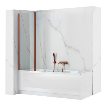 REA-W5696 - Salokāma vannas siena AGAT 140x80 cm birstēta vara/caurspīdīgs stikls