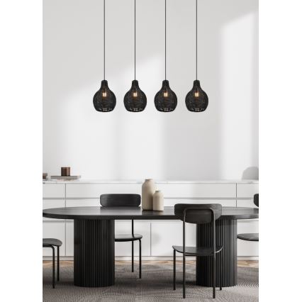 Reality - Griestu lustra uz vada SPROUT 4xE14/30W/230V melns/ratāns