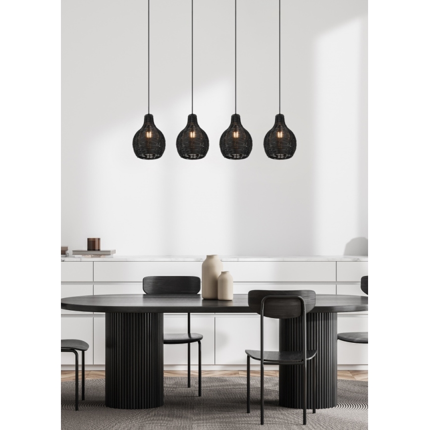 Reality - Griestu lustra uz vada SPROUT 4xE14/30W/230V melns/ratāns