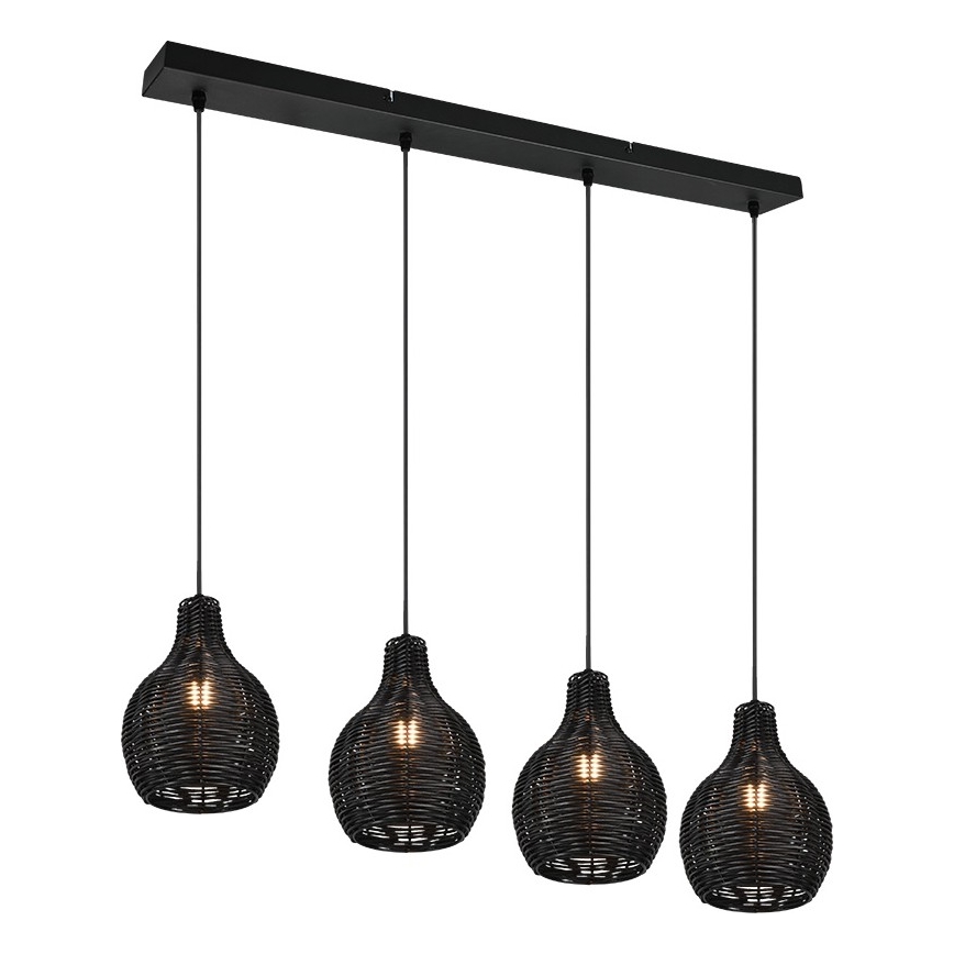 Reality - Griestu lustra uz vada SPROUT 4xE14/30W/230V melns/ratāns