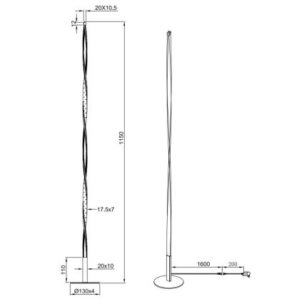 Reality - LED Aptumšojama grīdas stāvlampa SPIN LED/10,5W/230V