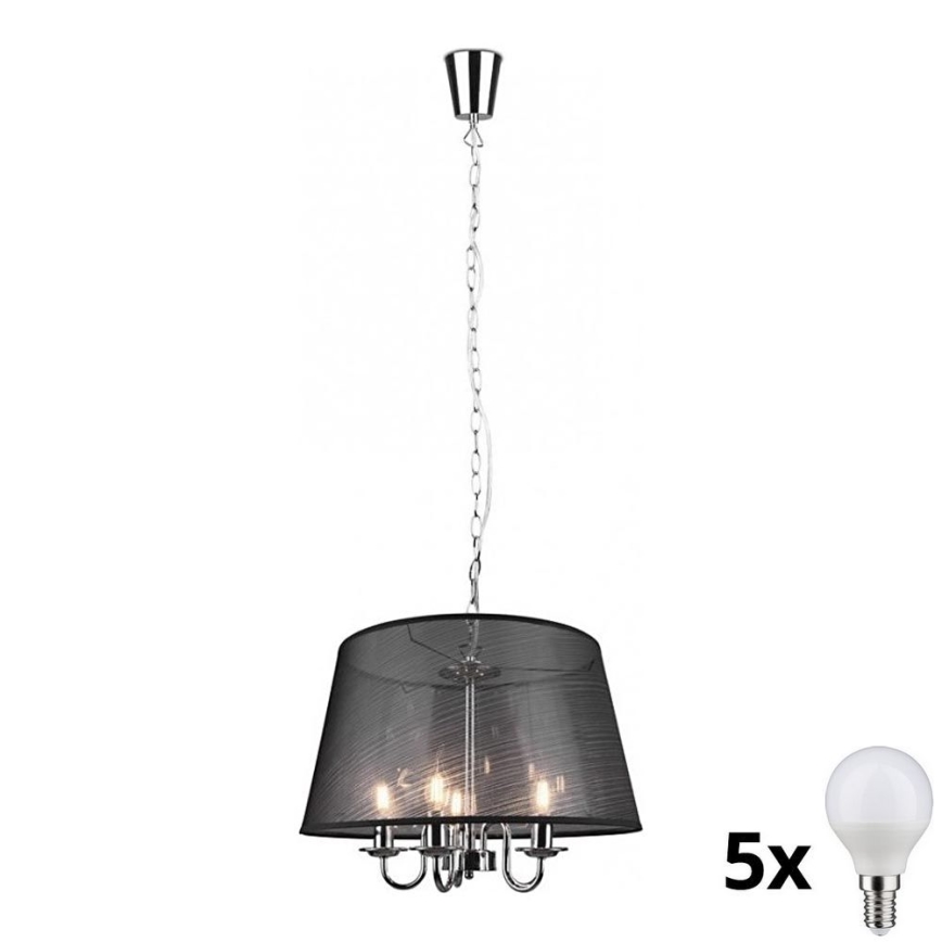 Reality - LED Lustra ar ķēdi CIMA 5xE14/40W/230V melna