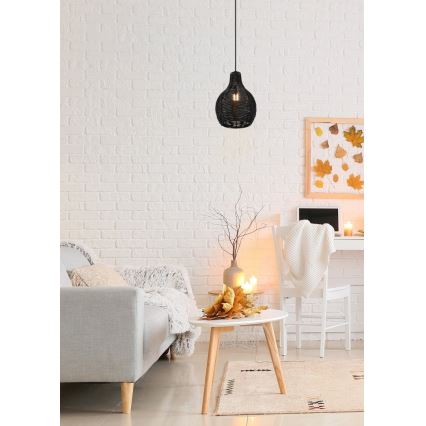 Reality - Pakaramā lustra SPROUT 1xE14/40W/230V melna/rotangs