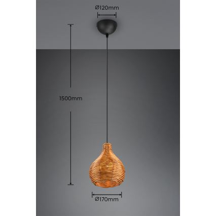 Reality - Piekaramā lampa uz vada SPROUT 1xE14/40W/230V brūna/ratans