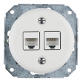 Reblig - Porcelāna retro Ethernet rozete bez rāmja 2x CAT.5E balta