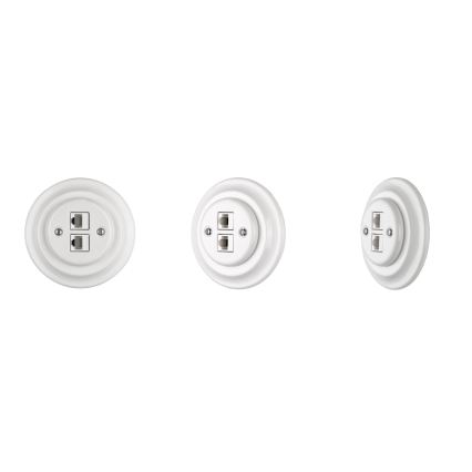 Reblig - Porcelāna retro Ethernet rozete bez rāmja 2x CAT.5E balta