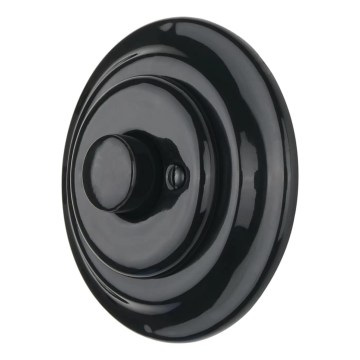 Reblig - Porcelāna retro grozāmais dimmeris ar rāmi 250V/10A, melns