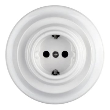 Reblig - Porcelāna retro mājas kontaktligzda ar rāmi SCHUKO 250V/16A balta
