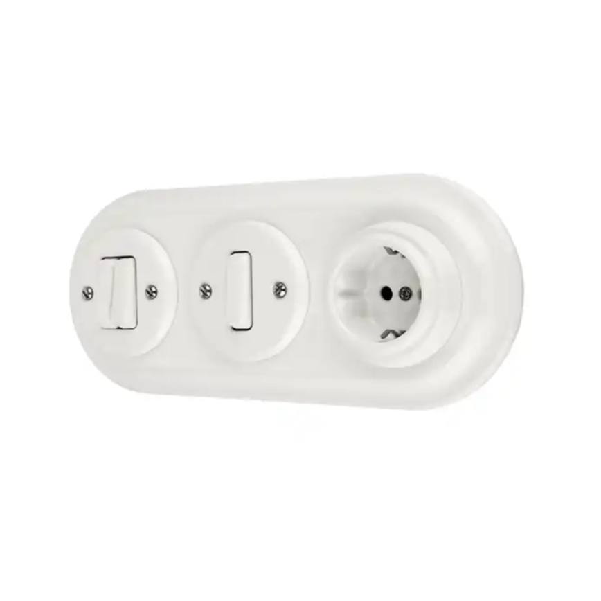 Reblig - Porcelāna retro mājas kontaktligzda bez rāmja 250V/16A balta