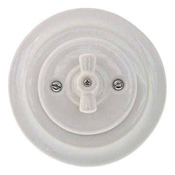 Reblig - Porcelāna retro pagriežamais slēdzis ar rāmīti Nr. 7 balts