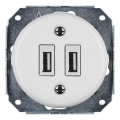 Reblig - Porcelāna retro USB barošanas rozete bez rāmja 2x USB-A balta