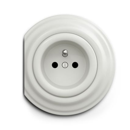 Reblig - Retro balta keramikas kontaktligzda bez rāmja 230V