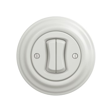 Reblig - Retro dubultais kāpņu slēdzis ar rāmīti Nr. 6+6 keramikas balta