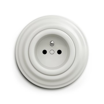 Reblig - Retro mājas kontaktligzda ar rāmi, 230V, balta, no keramikas