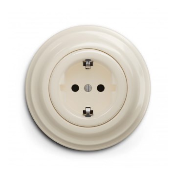 Reblig - Retro mājas kontaktligzda ar rāmi SCHUKO 230V/16A bēša