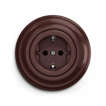 Reblig - Retro mājas kontaktligzda ar rāmi SCHUKO 230V/16A brūna