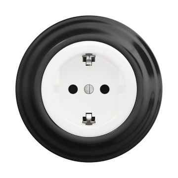 Reblig - Retro mājas kontaktligzda ar rāmi SCHUKO 230V/16A sniegbalta/melna
