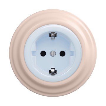 Reblig - Retro mājas kontaktligzda ar rāmi SCHUKO 230V/16A zila/vecrozā