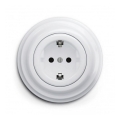 Reblig - Retro mājas kontaktligzda ar rāmīti SCHUKO 230V/16A, sniegbalta