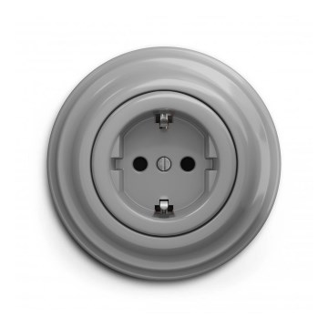 Reblig - Retro mājas kontaktligzda ar SCHUKO rāmi 230V/16A, pelēka