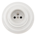 Reblig - Retro porcelāna mājas kontaktligzda ar rāmi 250V/16A balta