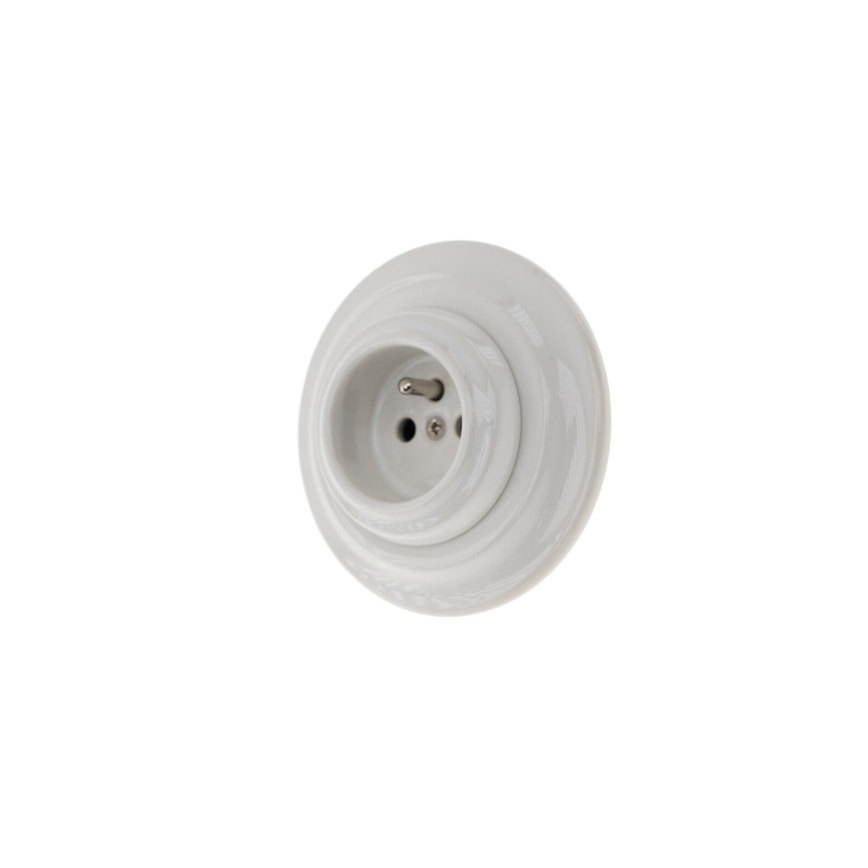 Reblig - Retro porcelāna mājas kontaktligzda ar rāmi 250V/16A balta