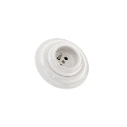 Reblig - Retro porcelāna mājas kontaktligzda ar rāmi 250V/16A balta