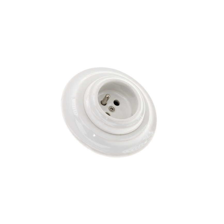 Reblig - Retro porcelāna mājas kontaktligzda ar rāmi 250V/16A balta