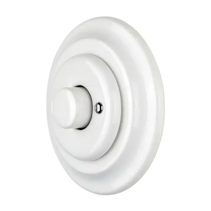 Reblig - Retro porcelāna pagriežams gaismas regulators ar rāmīti 250V/10A balts