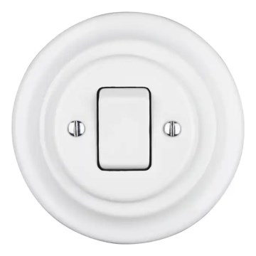 Reblig - retro stila porcelāna vienvietīgs slēdzis ar rāmi Nr. 7, balts